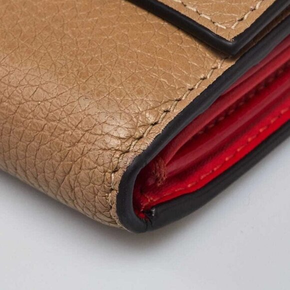 Celine Beige Grained Leather Trifold Compact Wallet - Picture 3 of 8